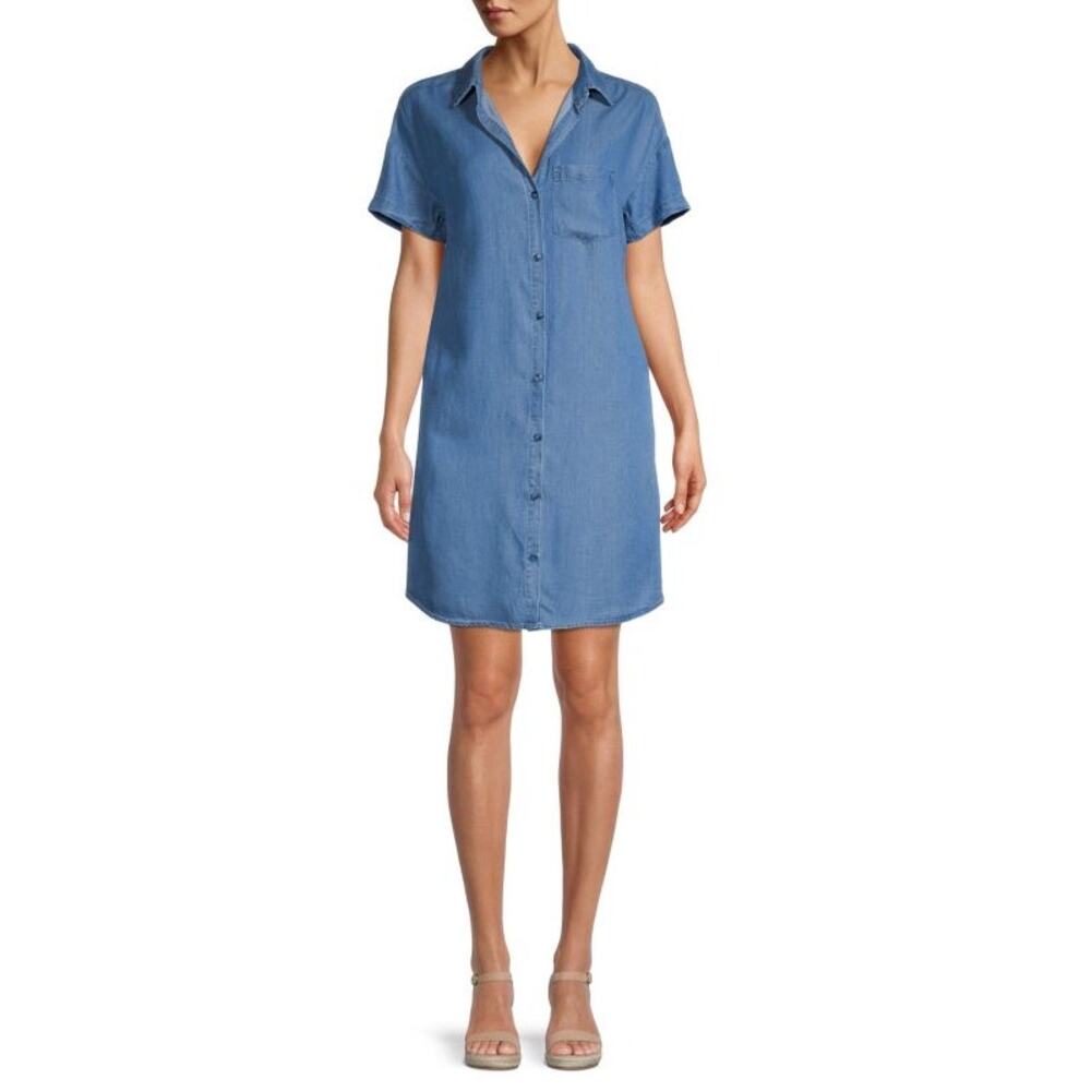 Walter Baker Women’s Maryanna Drop Shoulder Denim Chambray Shirt Dress Size L
